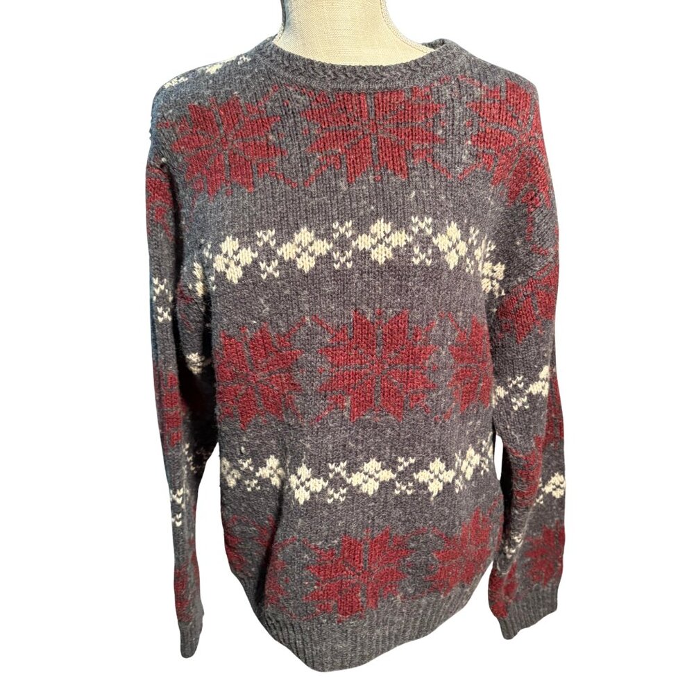 Trader Bay Fair Isle Wool Blend Sweater Nordic Ski Lodge Holiday M